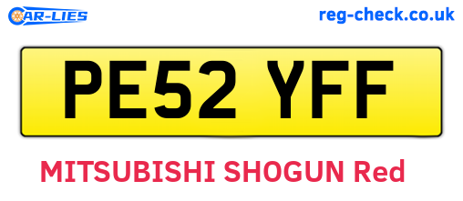 PE52YFF are the vehicle registration plates.