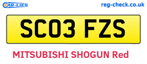 SC03FZS are the vehicle registration plates.