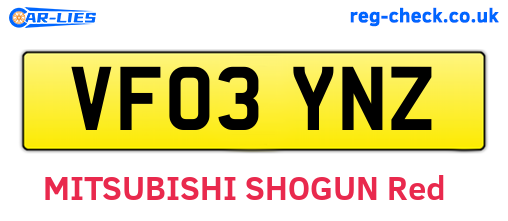 VF03YNZ are the vehicle registration plates.