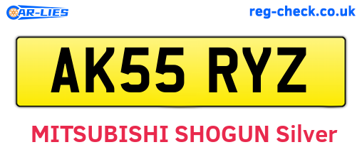 AK55RYZ are the vehicle registration plates.