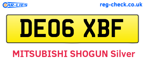 DE06XBF are the vehicle registration plates.