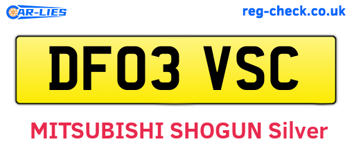 DF03VSC are the vehicle registration plates.
