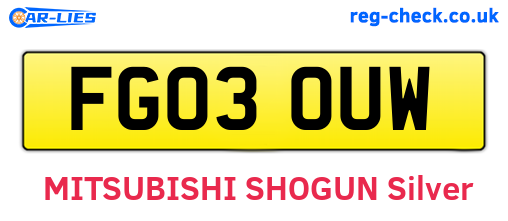 FG03OUW are the vehicle registration plates.