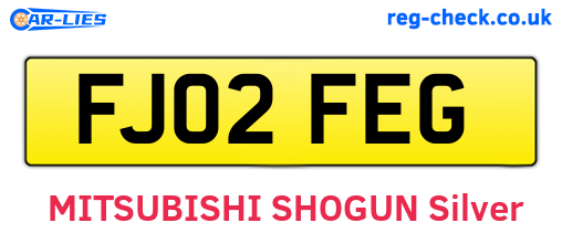 FJ02FEG are the vehicle registration plates.