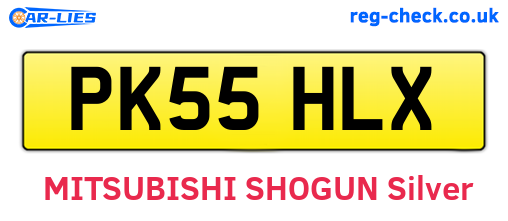 PK55HLX are the vehicle registration plates.