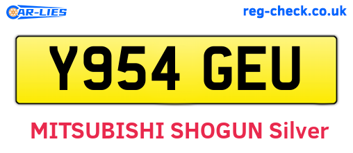 Y954GEU are the vehicle registration plates.