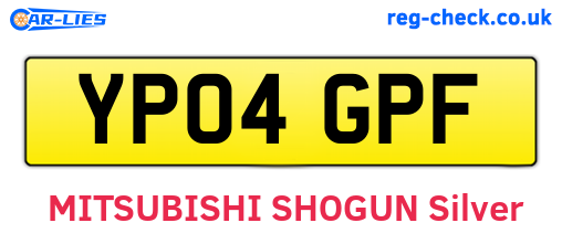 YP04GPF are the vehicle registration plates.