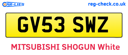 GV53SWZ are the vehicle registration plates.