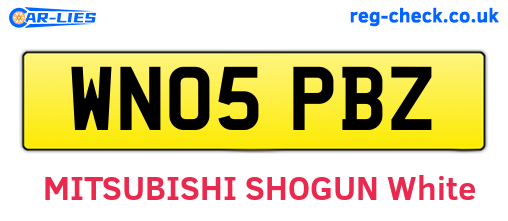 WN05PBZ are the vehicle registration plates.