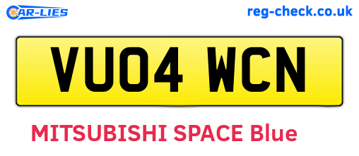 VU04WCN are the vehicle registration plates.