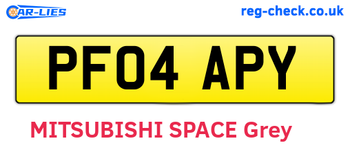PF04APY are the vehicle registration plates.