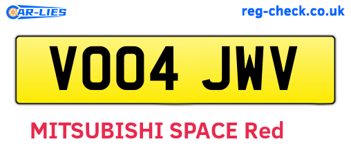 VO04JWV are the vehicle registration plates.