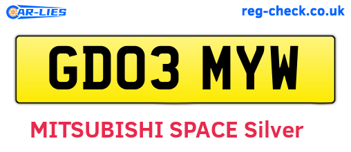 GD03MYW are the vehicle registration plates.