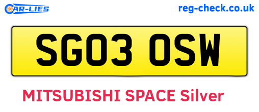 SG03OSW are the vehicle registration plates.