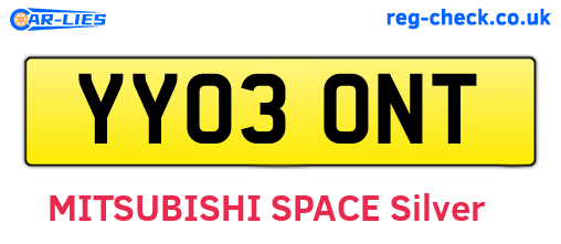 YY03ONT are the vehicle registration plates.