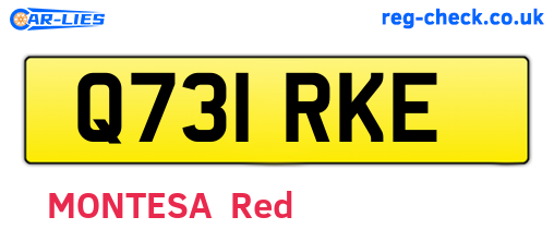 Q731RKE are the vehicle registration plates.