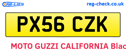 PX56CZK are the vehicle registration plates.