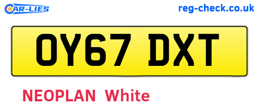 OY67DXT are the vehicle registration plates.