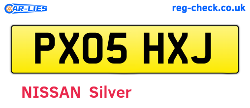 PX05HXJ are the vehicle registration plates.