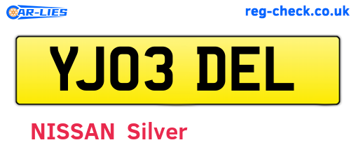 YJ03DEL are the vehicle registration plates.