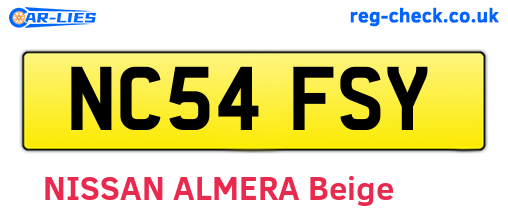 NC54FSY are the vehicle registration plates.