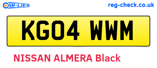 KG04WWM are the vehicle registration plates.