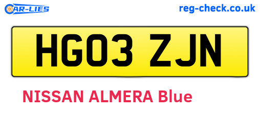 HG03ZJN are the vehicle registration plates.