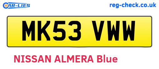 MK53VWW are the vehicle registration plates.