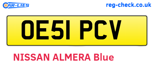 OE51PCV are the vehicle registration plates.