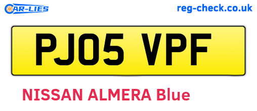 PJ05VPF are the vehicle registration plates.