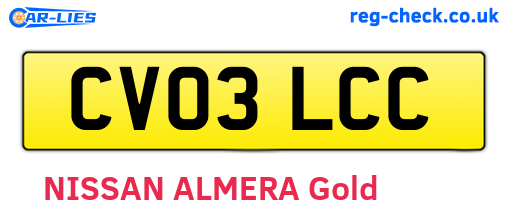 CV03LCC are the vehicle registration plates.