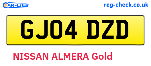 GJ04DZD are the vehicle registration plates.