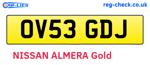 OV53GDJ are the vehicle registration plates.