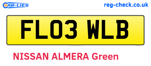 FL03WLB are the vehicle registration plates.