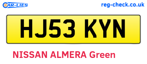 HJ53KYN are the vehicle registration plates.