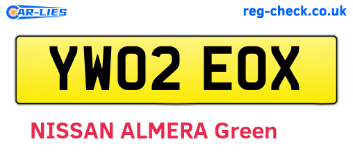 YW02EOX are the vehicle registration plates.