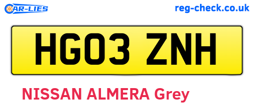 HG03ZNH are the vehicle registration plates.