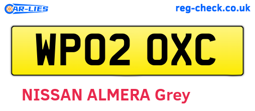 WP02OXC are the vehicle registration plates.