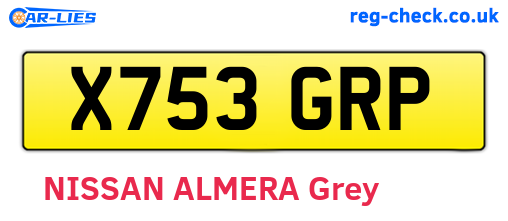 X753GRP are the vehicle registration plates.