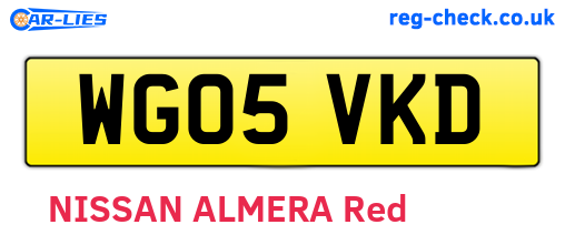 WG05VKD are the vehicle registration plates.