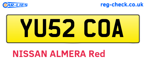 YU52COA are the vehicle registration plates.