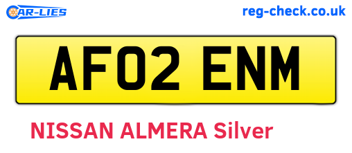 AF02ENM are the vehicle registration plates.