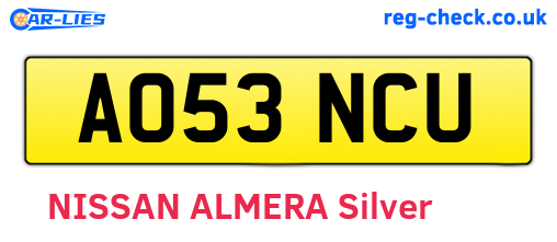 AO53NCU are the vehicle registration plates.
