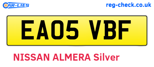 EA05VBF are the vehicle registration plates.