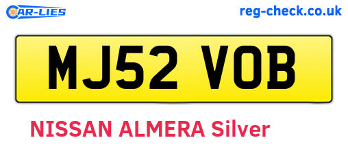 MJ52VOB are the vehicle registration plates.