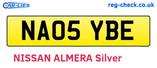 NA05YBE are the vehicle registration plates.