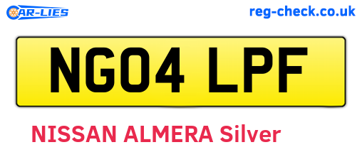 NG04LPF are the vehicle registration plates.