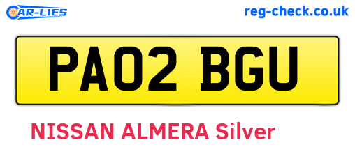 PA02BGU are the vehicle registration plates.