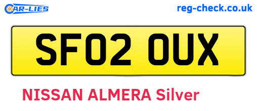 SF02OUX are the vehicle registration plates.