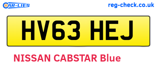 HV63HEJ are the vehicle registration plates.